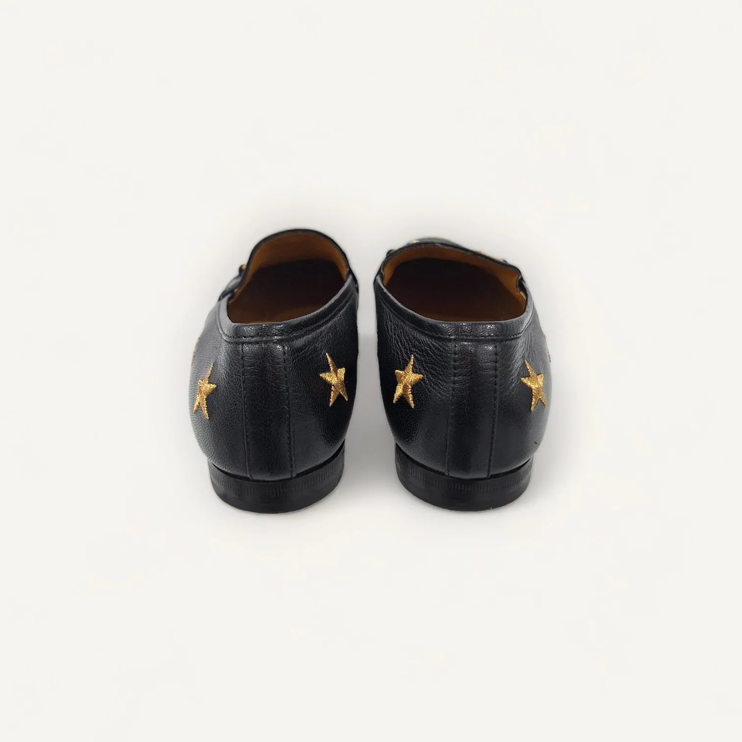 Mocassim Gucci Jordaan Horsebit Embroidered Bee Preto
