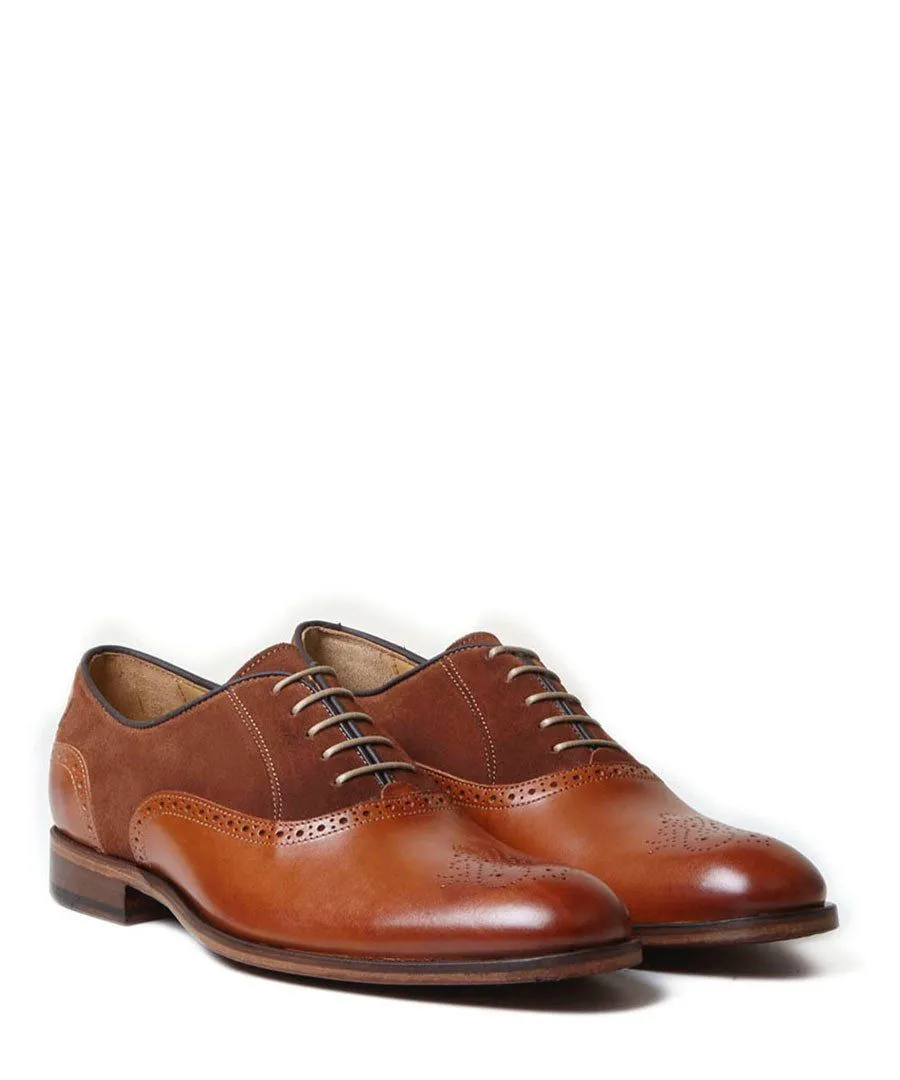 Oliver Sweeney Tondela Leather & Suede Brogue - Chestnut