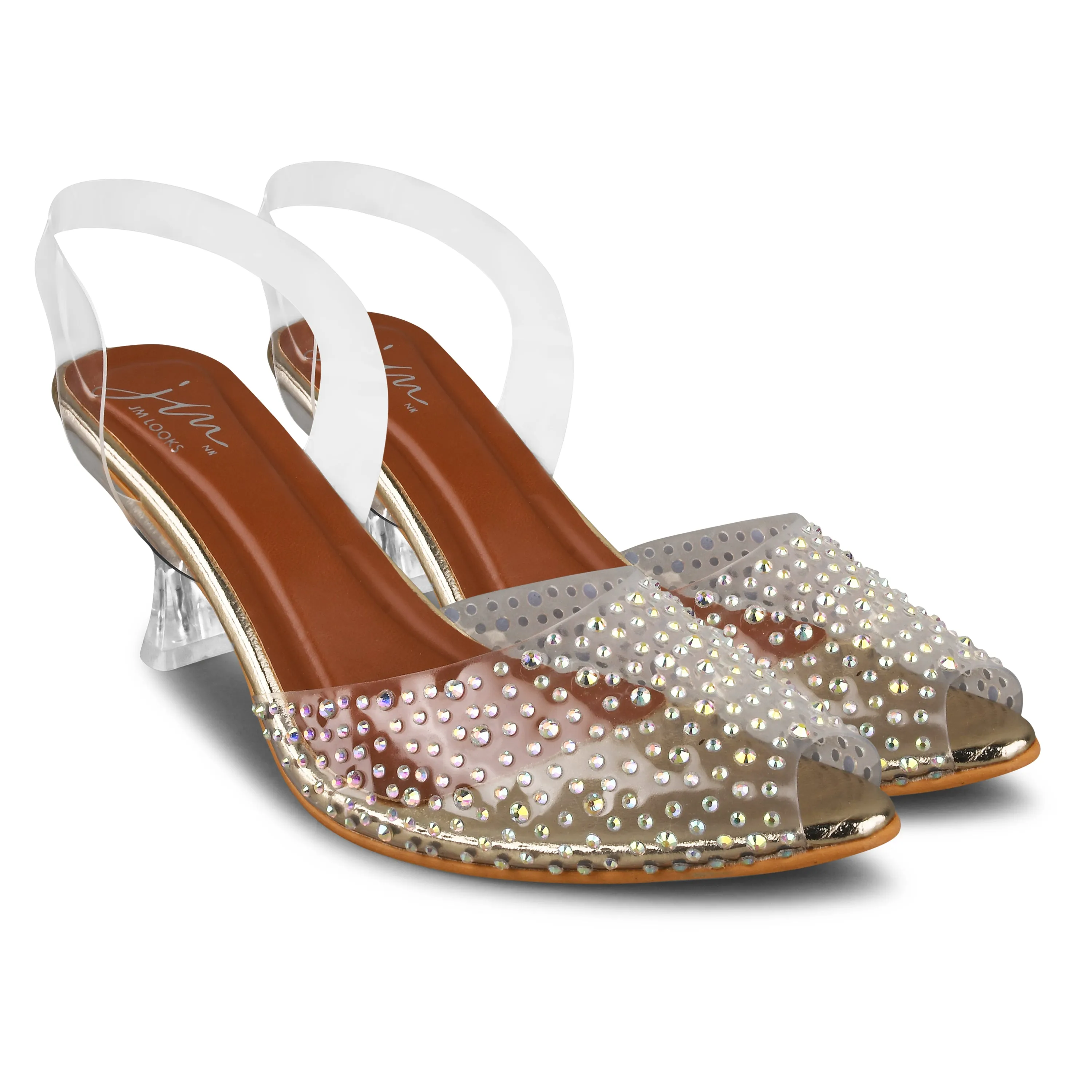 Peep Toe Slim Transparent Heel Pumps