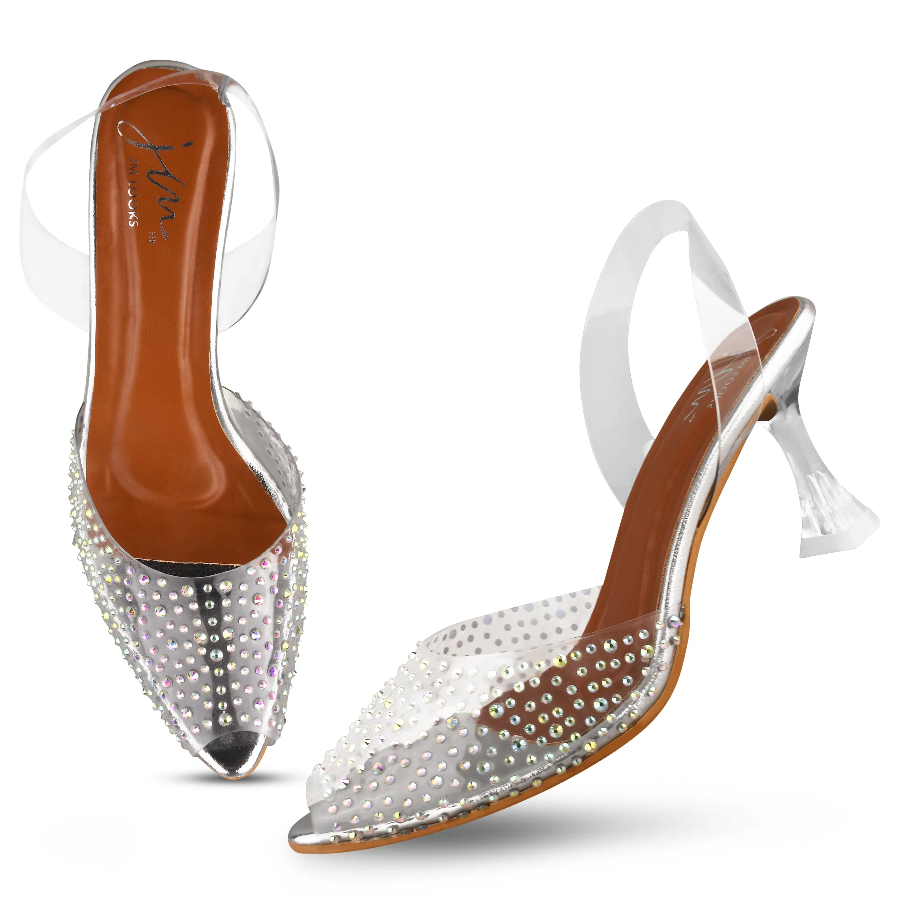 Peep Toe Slim Transparent Heel Pumps