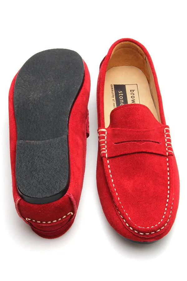 Penny Leather Loafer Suede Ruby Red