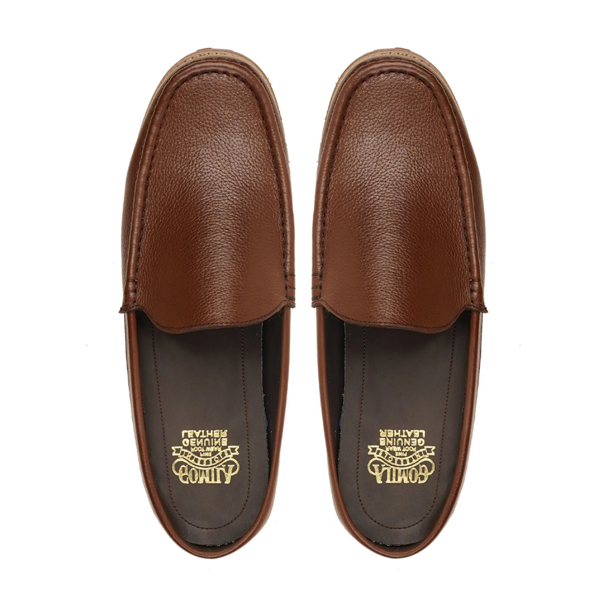 Retro - Men's Brown Pebble Grain Leather Slipper