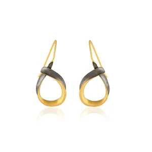 Rhodium and Gold Twisted Hoop Earrings