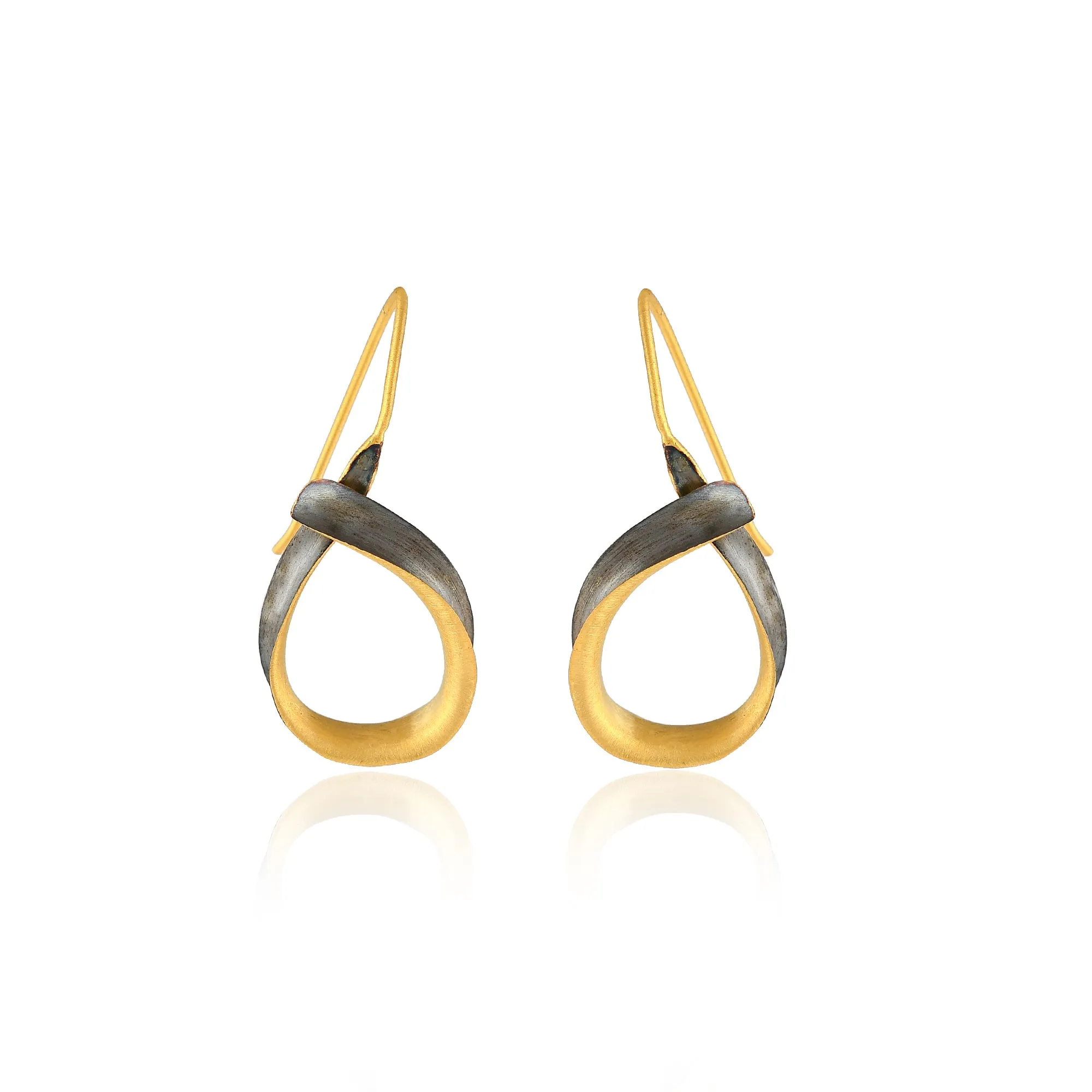 Rhodium and Gold Twisted Hoop Earrings