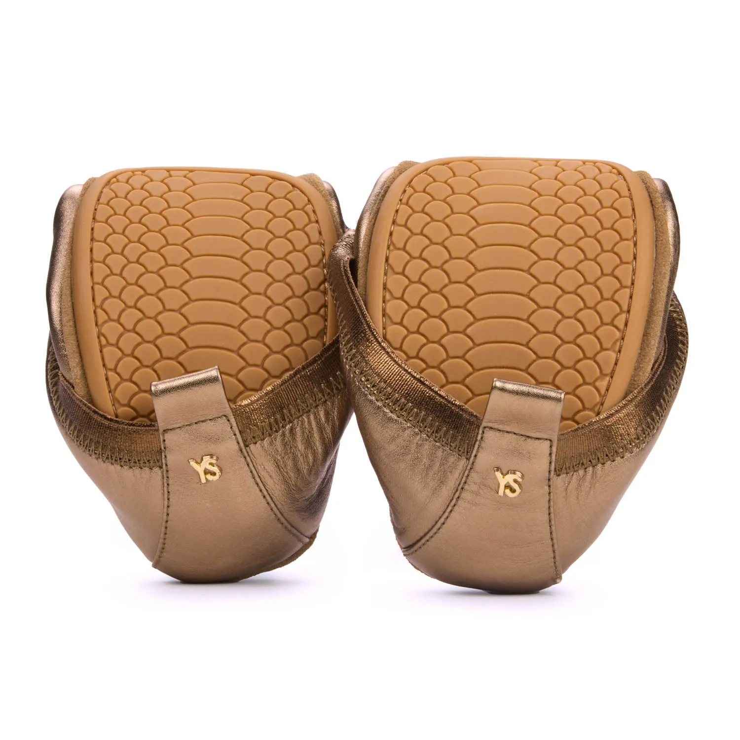 Samara Foldable Ballet Flat in Bronze Leather