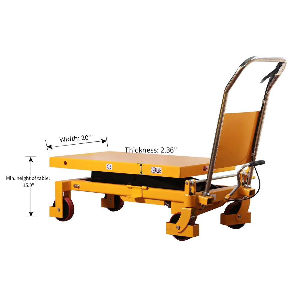 Single Scissor Lift Table, 2200 lbs, 39.4" Lifting Height