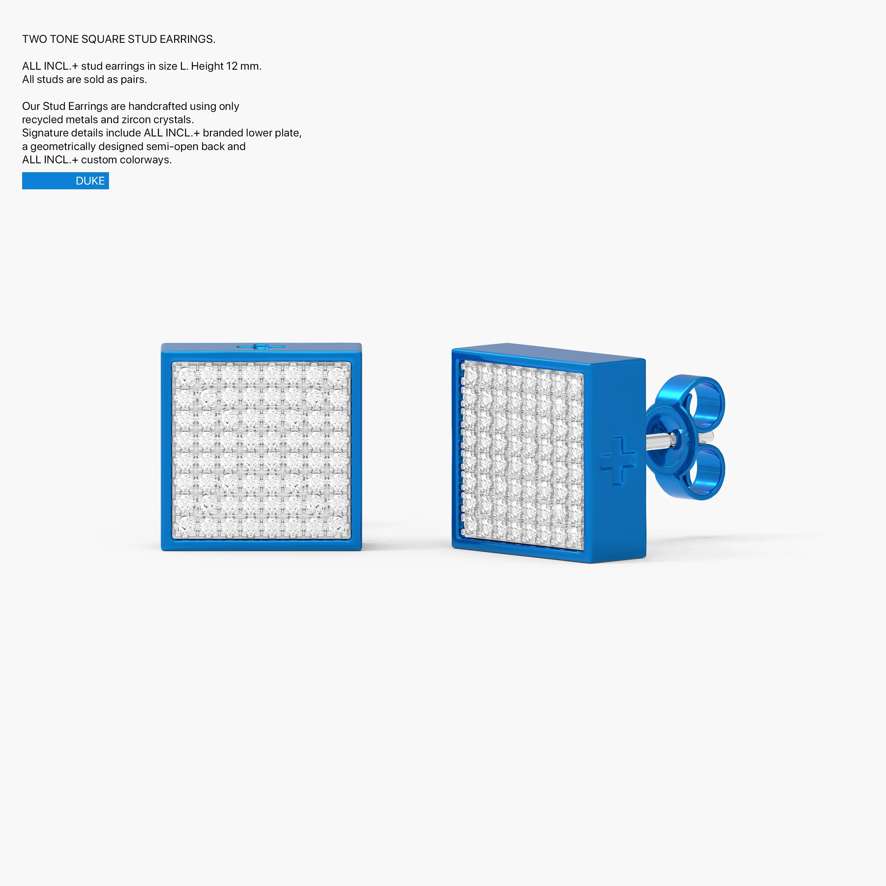Two-Tone Square Studs in Duke
