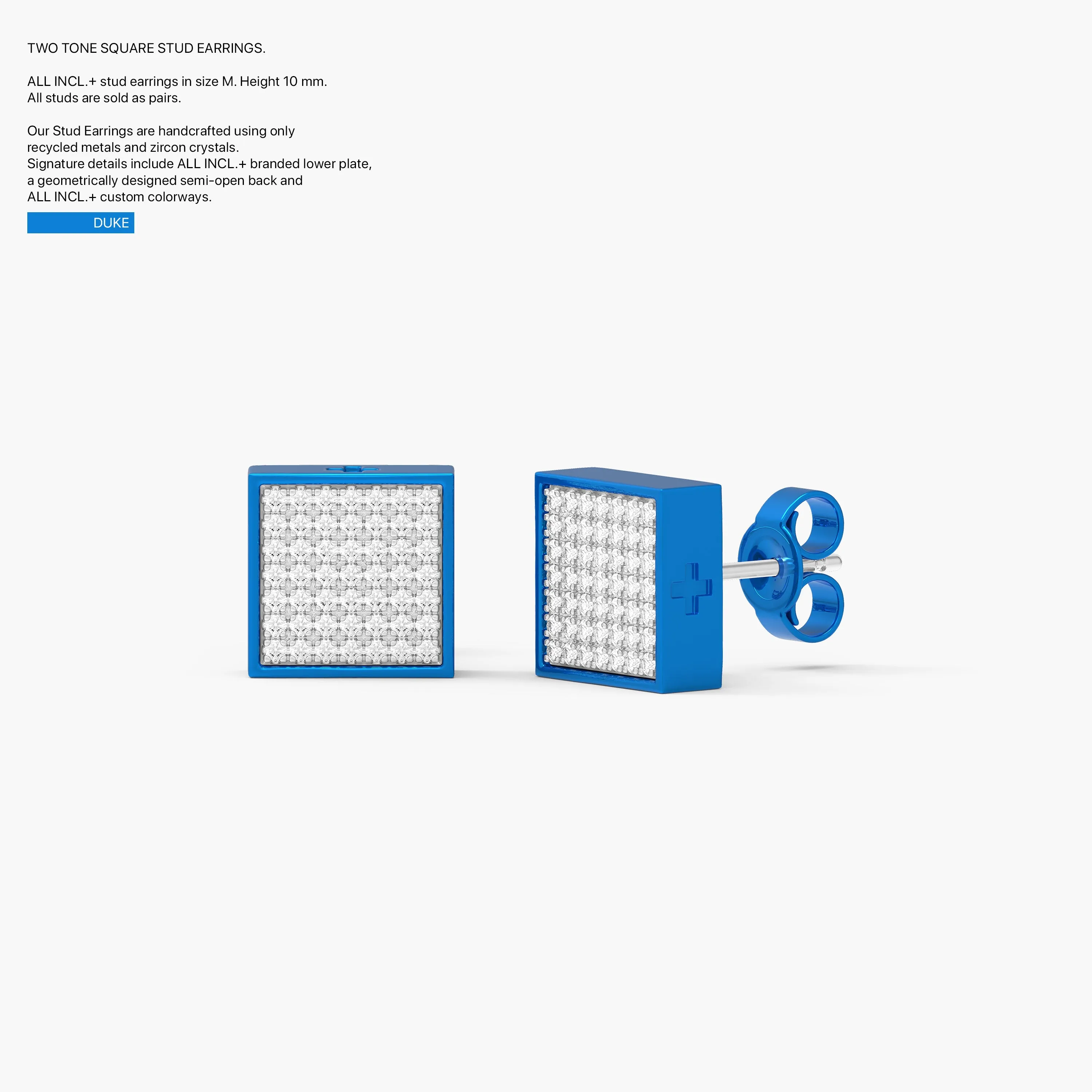 Two-Tone Square Studs in Duke