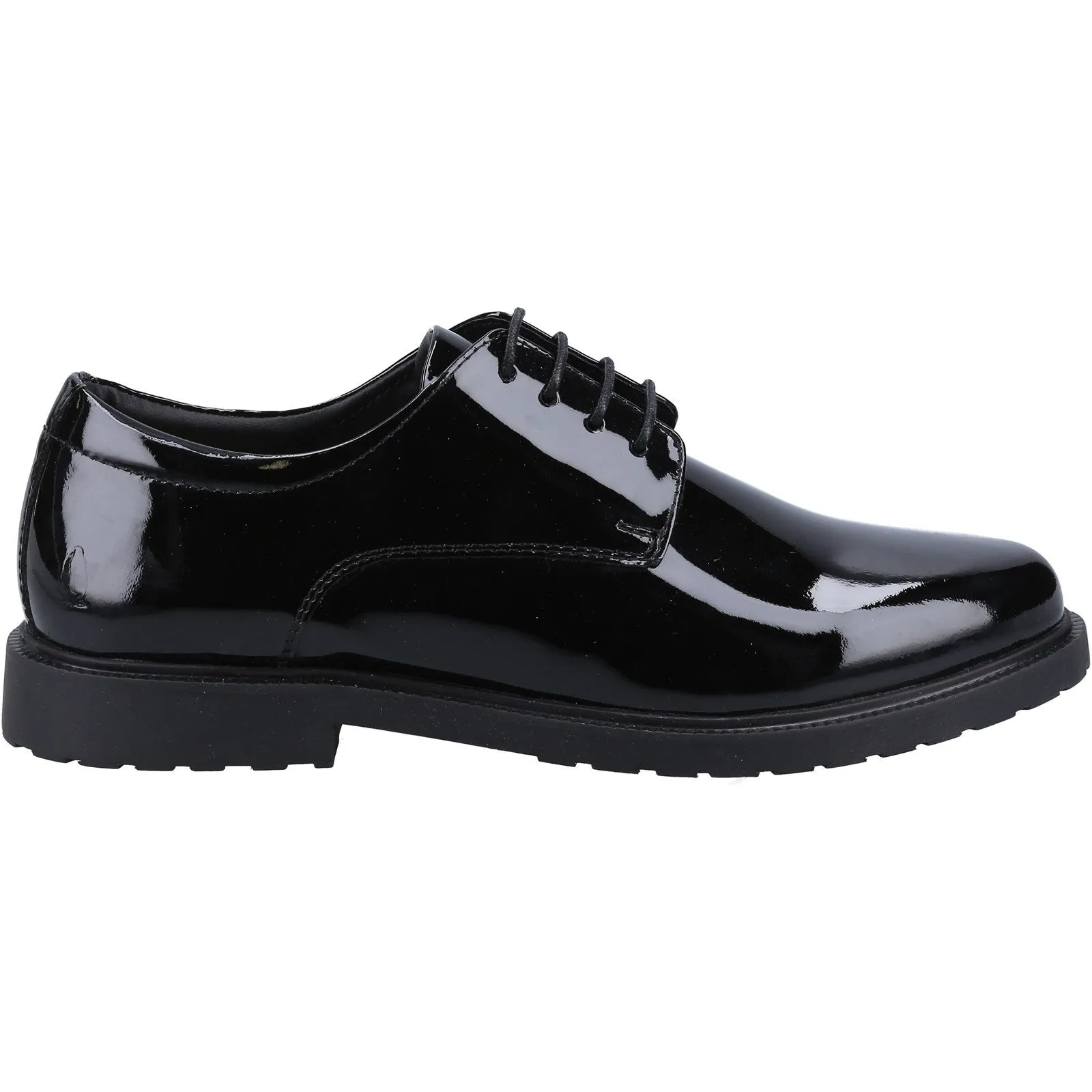 VERITY Girls Leather Derby Lace-Up Shoes Black Patent