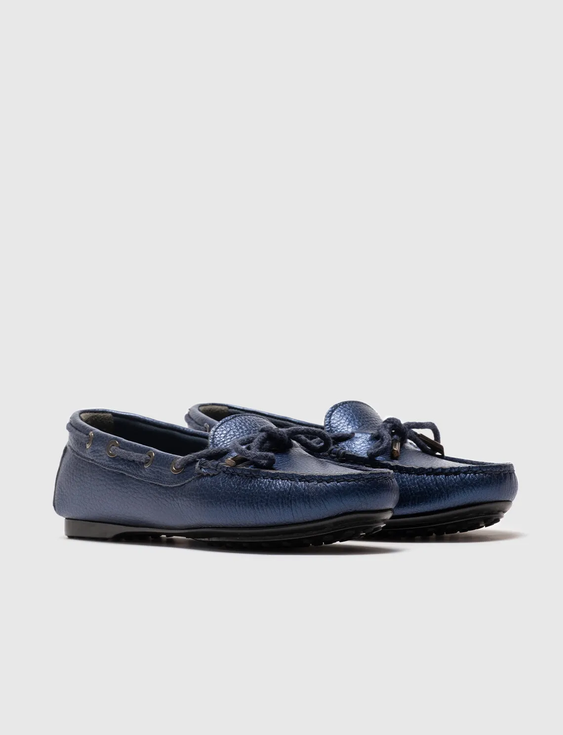 Women Navy Blue Genuine Leather Loafers