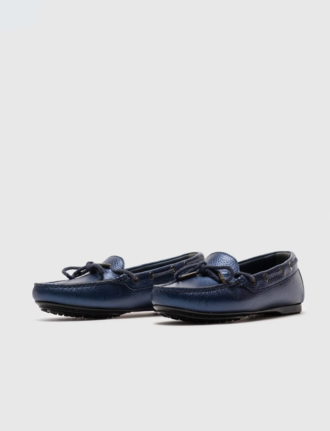 Women Navy Blue Genuine Leather Loafers